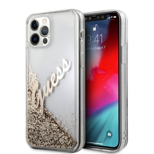 Guess iPhone 12/iPhone 12 Pro Kuori Liquid Glitter Vintage Gold