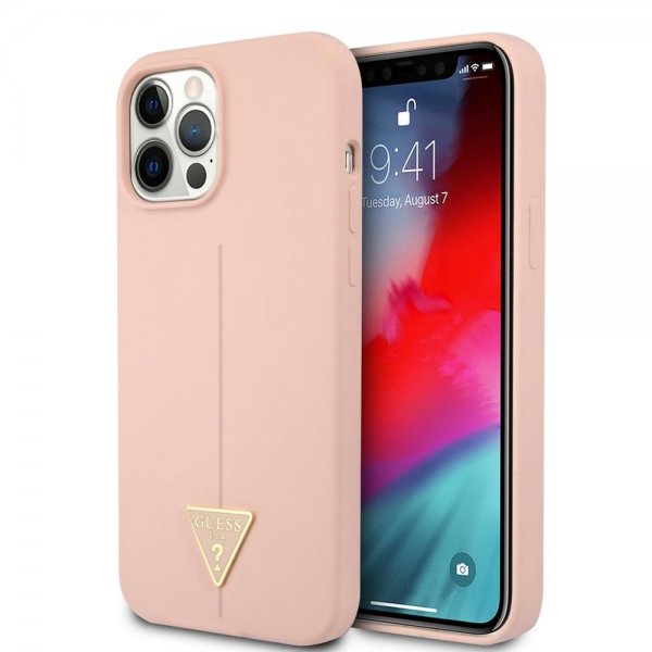 Guess iPhone 12/iPhone 12 Pro Suojakuori Metal Triangle Pinkki