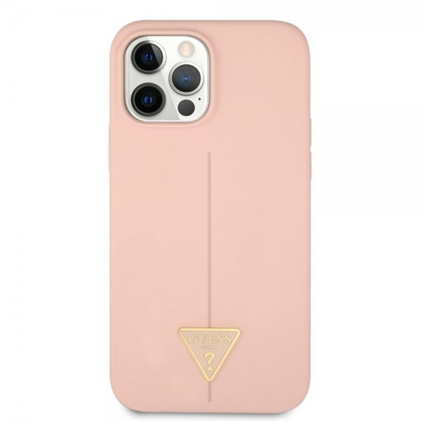 Guess iPhone 12/iPhone 12 Pro Suojakuori Metal Triangle Pinkki