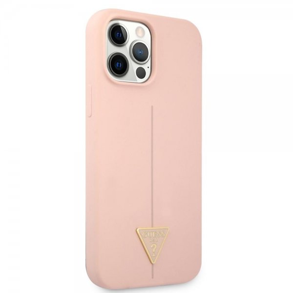 Guess iPhone 12/iPhone 12 Pro Suojakuori Metal Triangle Pinkki
