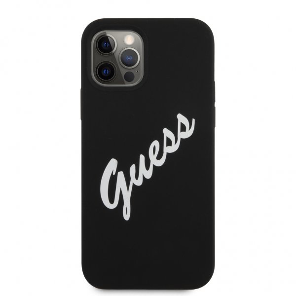 Guess iPhone 12/iPhone 12 Pro Vintage Silikonikuori Musta