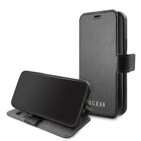 Guess iPhone 12/iPhone 12 Pro Kotelo, nahan kuviointi, musta