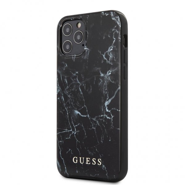 Guess iPhone 12/iPhone 12 Pro Kuori Marble Cover Musta