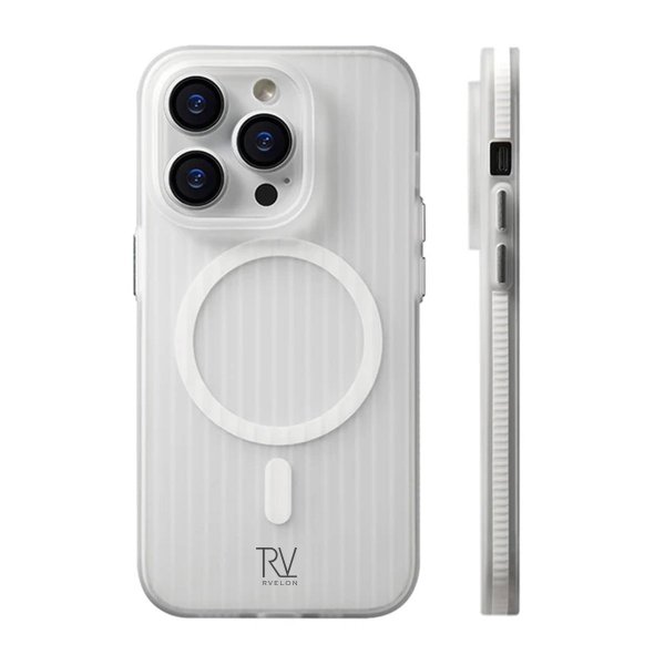 Rvelon iPhone 12 Pro Max Kuori Aallotettu MagSafe Valkoinen