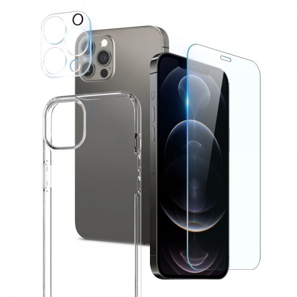 Northjo iPhone 12 Pro Max Kuori, jossa näyttösuoja ja kamerasuoja 3-in-1