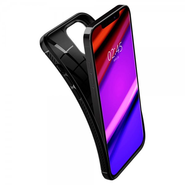 Spigen iPhone 12 Pro Max -kuori, Rugged Armor, mattamusta