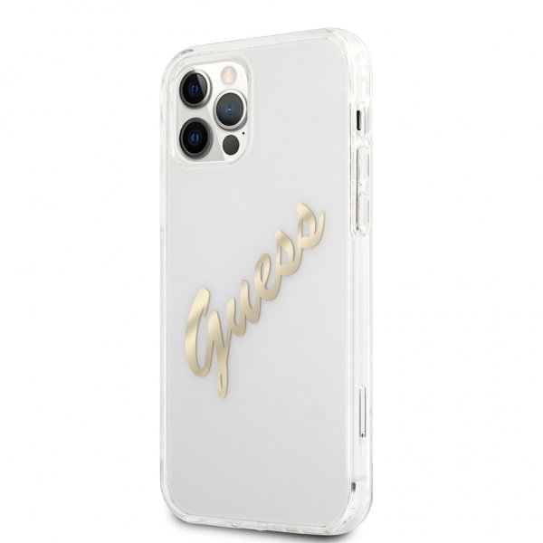 Guess iPhone 12 Pro Max Kuori Vintage Script Kulta Kirkas