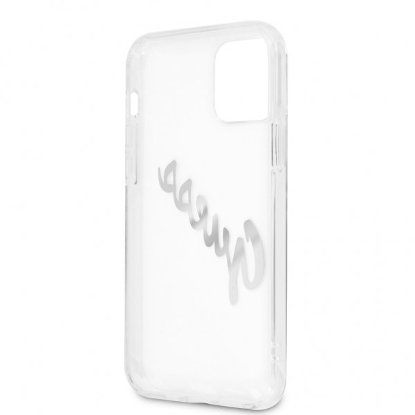 Guess iPhone 12 Pro Max -kuori Vintage Script Silver Läpinäkyvä