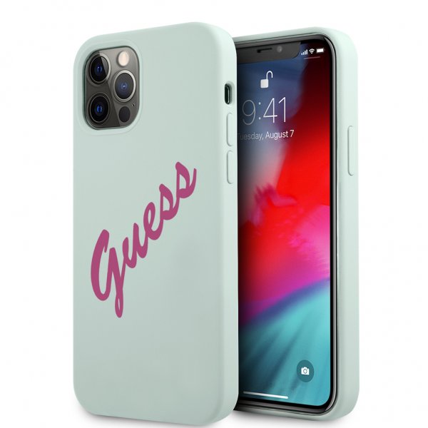 Guess iPhone 12 Pro Max -kuoret Vintage Silicone Vaaleansininen