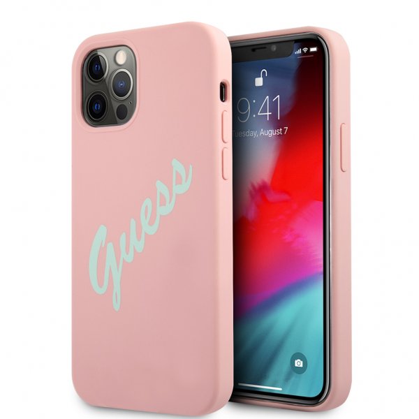 Guess iPhone 12 Pro Max Kuori Vintage Silicone Pink
