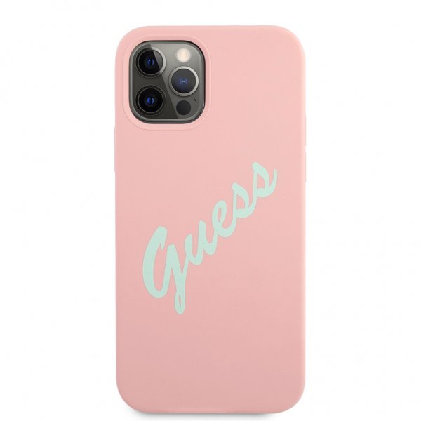 Guess iPhone 12 Pro Max Kuori Vintage Silicone Pink