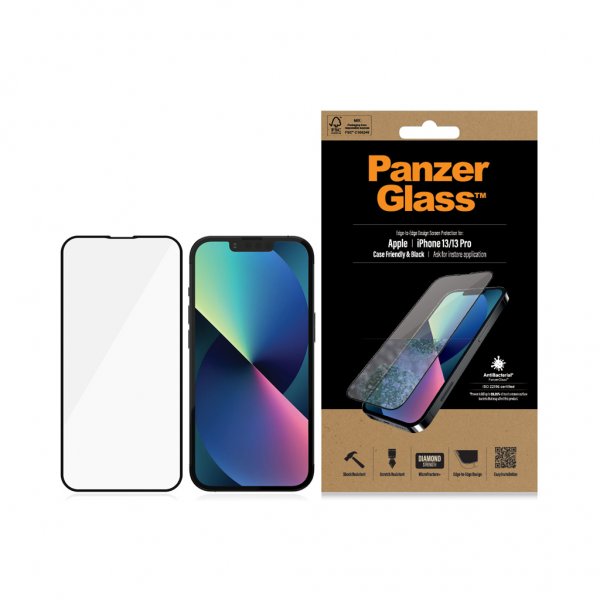 PanzerGlass iPhone 13/iPhone 13 Pro Näytönsuoja reunasta reunaan - Case Friendly