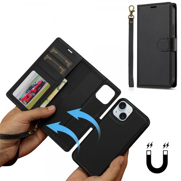 Nordic Covers iPhone 13/iPhone 14 Kotelo irrotettavalla MagSafe-kuorella Raven Black