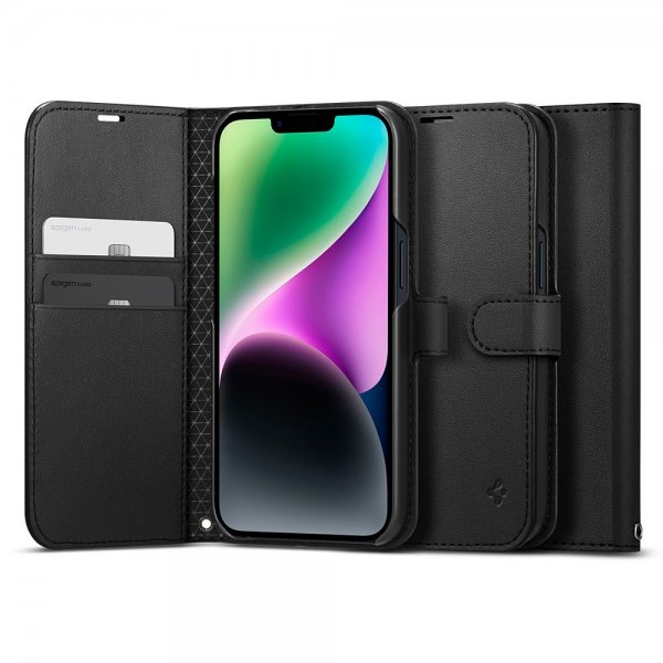 Spigen iPhone 13/iPhone 14 Kotelo Wallet S Musta