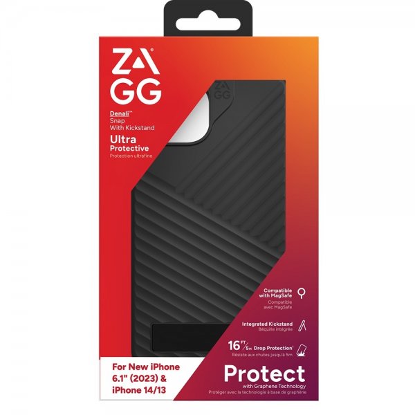 ZAGG iPhone 13/iPhone 14/iPhone 15 Suojakuori Denali Snap Kickstand Musta
