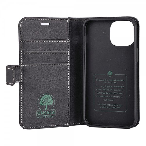 Onsala iPhone 13 Mini -suojakotelo ECO Wallet, musta