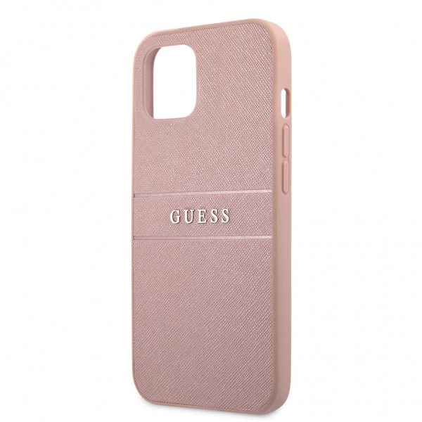 Guess iPhone 13 Mini -suojakuori, Hot Stamp Metal Logo, pinkki