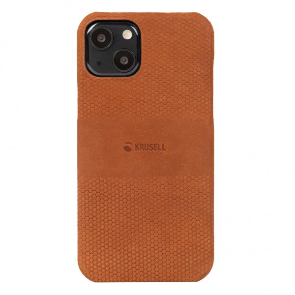 Krusell iPhone 13 Mini -suojakuori nahkaa, konjakinruskea