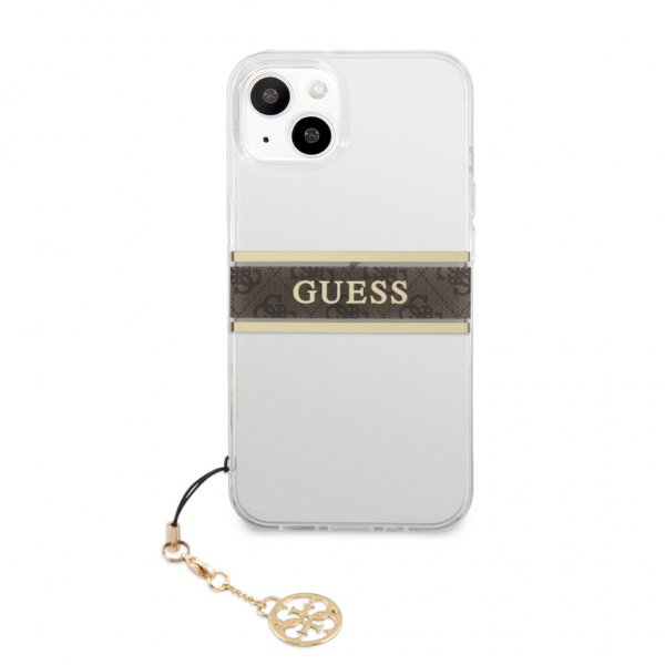 Guess iPhone 13 Mini Suojakuori Stripe Charm Ruskea