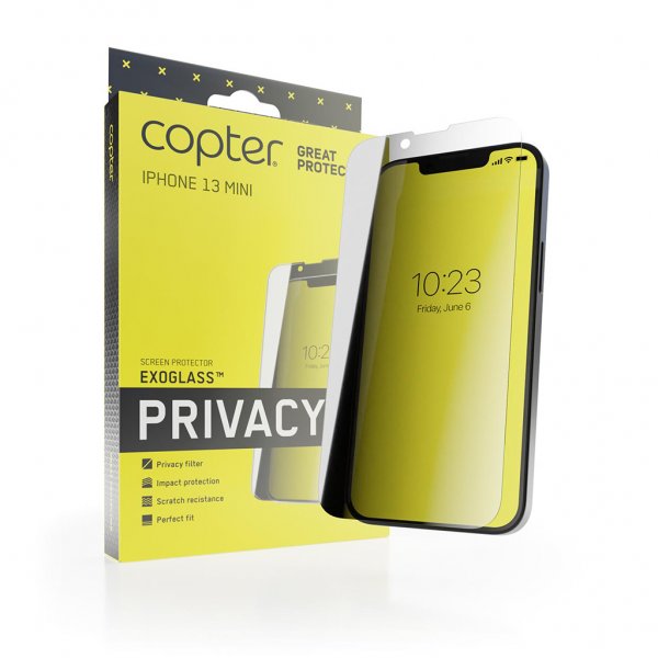 Copter iPhone 13 Mini -näytönsuoja, Exoglass Flat Privacy