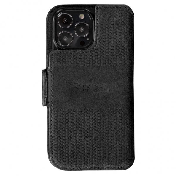 Krusell iPhone 13 Pro Fodral Leather PhoneWallet Musta