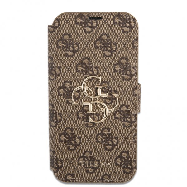 Guess iPhone 13 Pro -suojakuori, metallilogo, ruskea