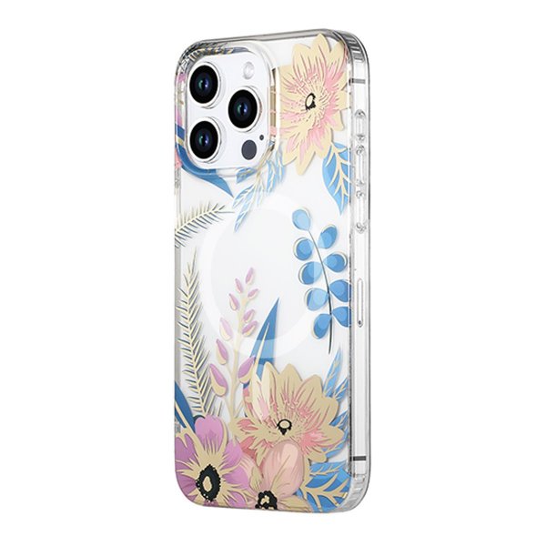 iPhone 13 Pro Max -kukonkuviollinen MagSafe-kuori, pinkki/sininen