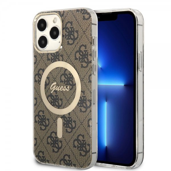 Guess iPhone 13 Pro Max -kuori 4G Pattern MagSafe, ruskea