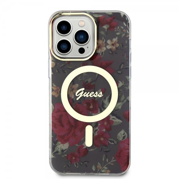 Guess iPhone 13 Pro Max kuori Flower MagSafe Khaki