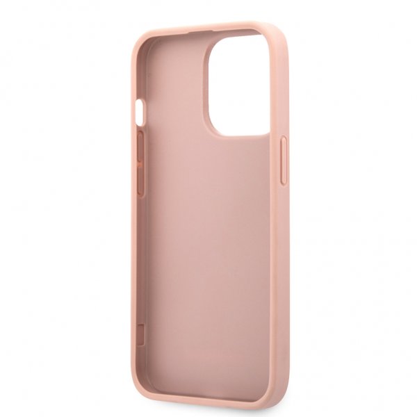 Guess iPhone 13 Pro Max Suojakuori Hot Stamp Metal Logo Pinkki