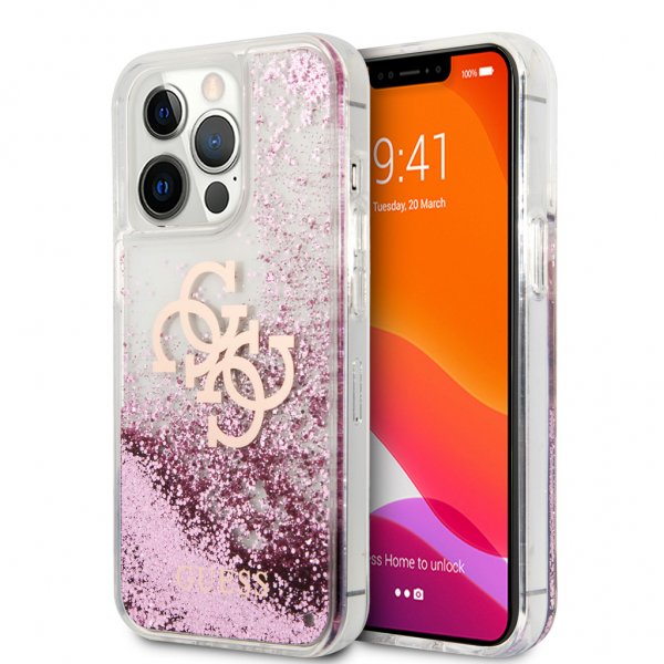 Guess iPhone 13 Pro Max Suojakuori Liquid Glitter Pink
