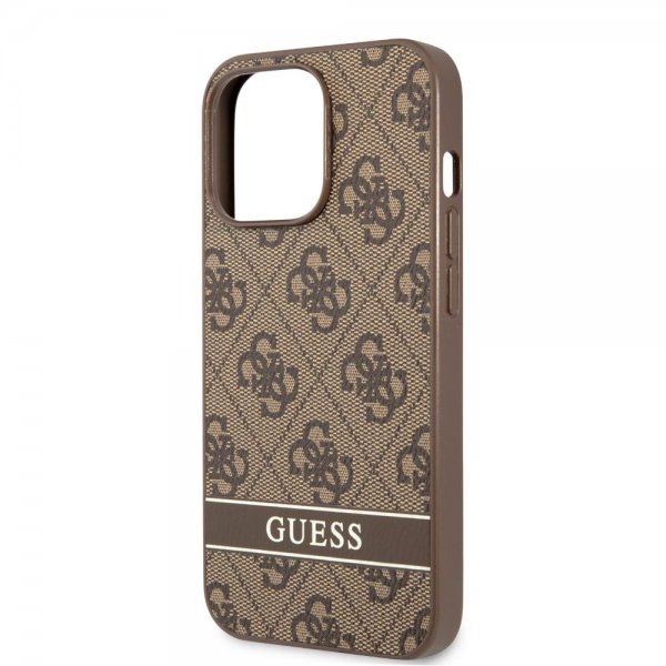 Guess iPhone 13 Pro Max -kuoret Printed Stripe Bottom, ruskea