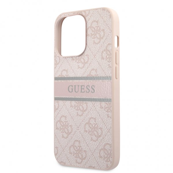 Guess iPhone 13 Pro Max Printed Stripe -suojakuori, pinkki