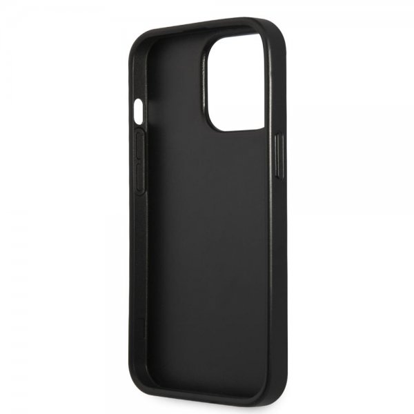 Guess iPhone 13 Pro Max Suojakuori Saffiano Metal Triangle Musta
