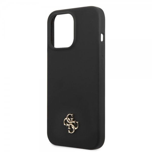 Guess iPhone 13 Pro Max Suojakuori Silicone Metal Logo 4G Musta