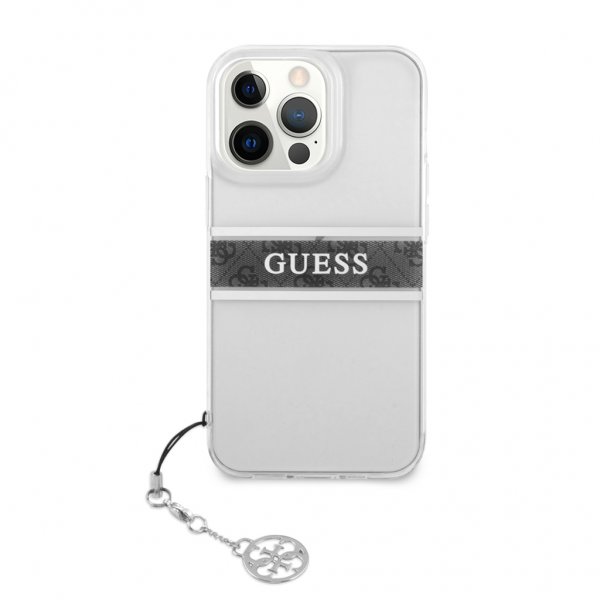 Guess iPhone 13 Pro Max Suojakuori Stripe Charm Harmaa
