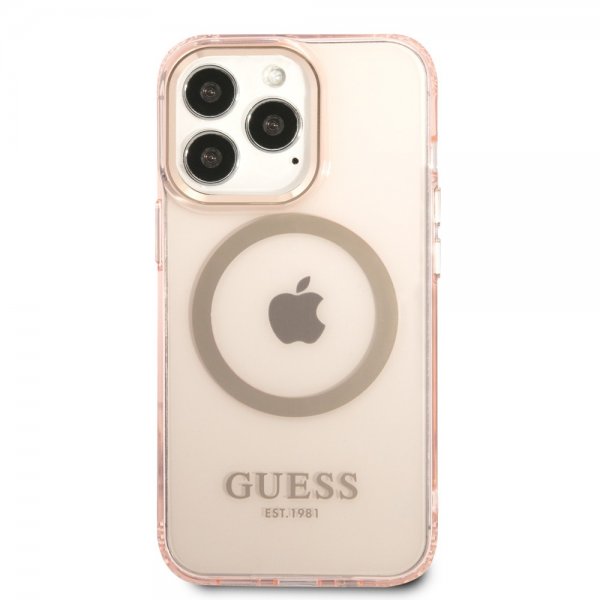 Guess iPhone 13 Pro Max -kuori läpikuultava MagSafe vaaleanpunainen