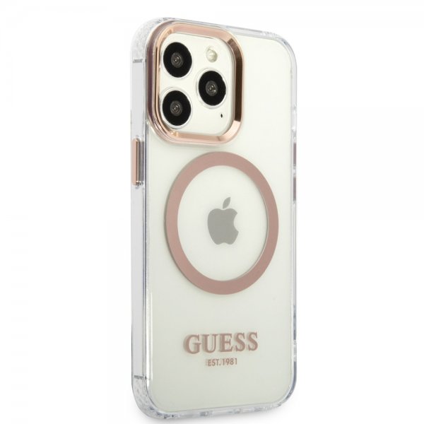 Guess iPhone 13 Pro Max läpinäkyvä MagSafe Gold -suojakuori läpinäkyvä