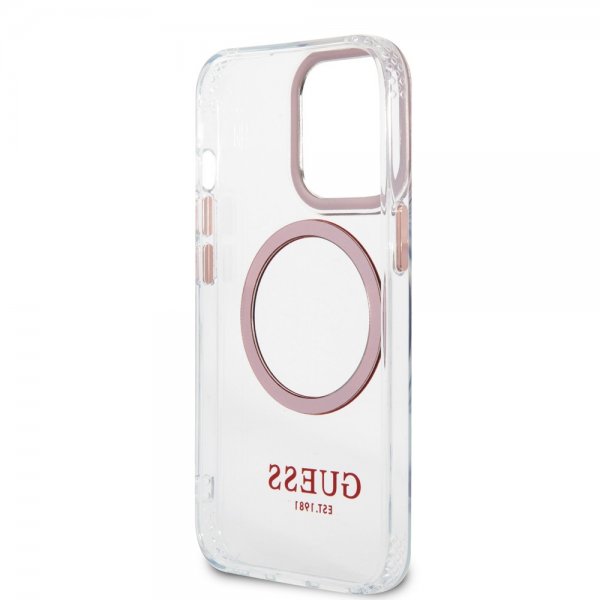 Guess iPhone 13 Pro Max -kuori läpinäkyvä MagSafe pinkki läpinäkyvä
