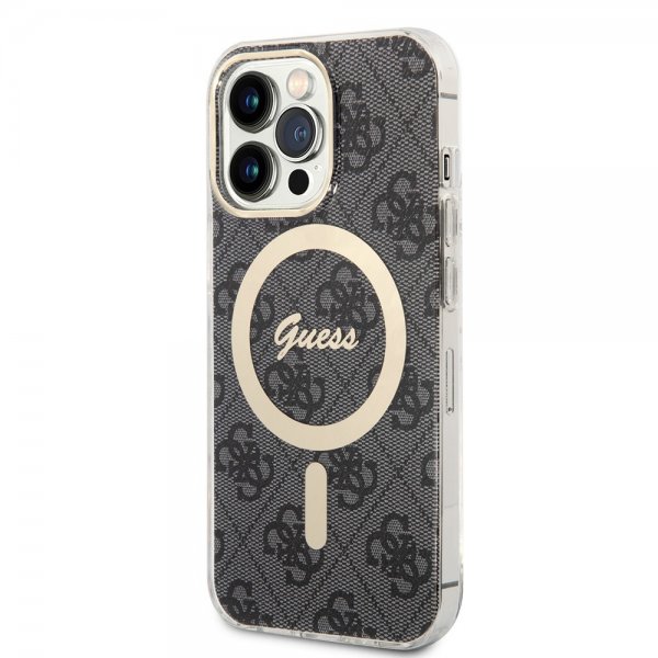 Guess iPhone 13 Pro -kuori 4G Pattern MagSafe Musta