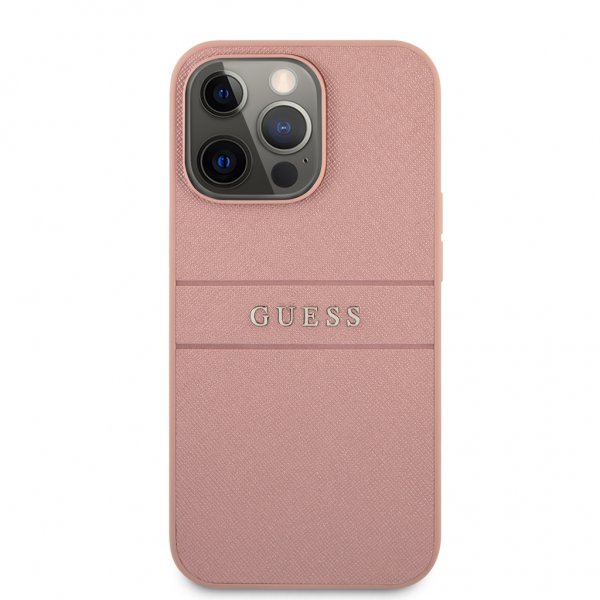 Guess iPhone 13 Pro Suojakuori Hot Stamp Metal Logo Pinkki