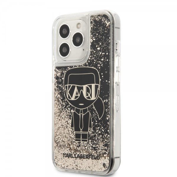 Karl Lagerfeld iPhone 13 Pro Suojakuori Liquid Glitter Gatsby Musta