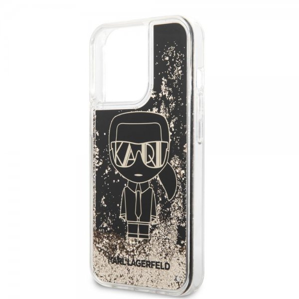Karl Lagerfeld iPhone 13 Pro Suojakuori Liquid Glitter Gatsby Musta