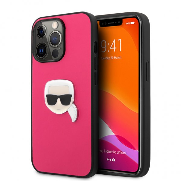 Karl Lagerfeld iPhone 13 Pro -kuori Metal Logo, pinkki