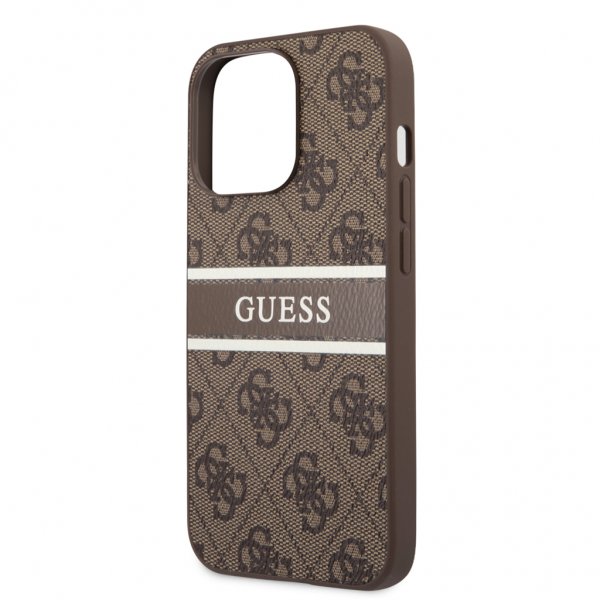 Guess iPhone 13 Pro -suojakuori, Printed Stripe, ruskea