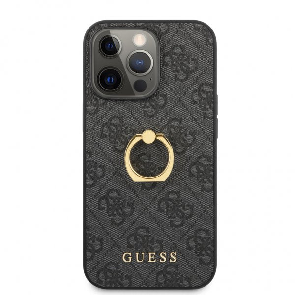 Guess iPhone 13 Pro Suojakuori Sormusjalusta Harmaa