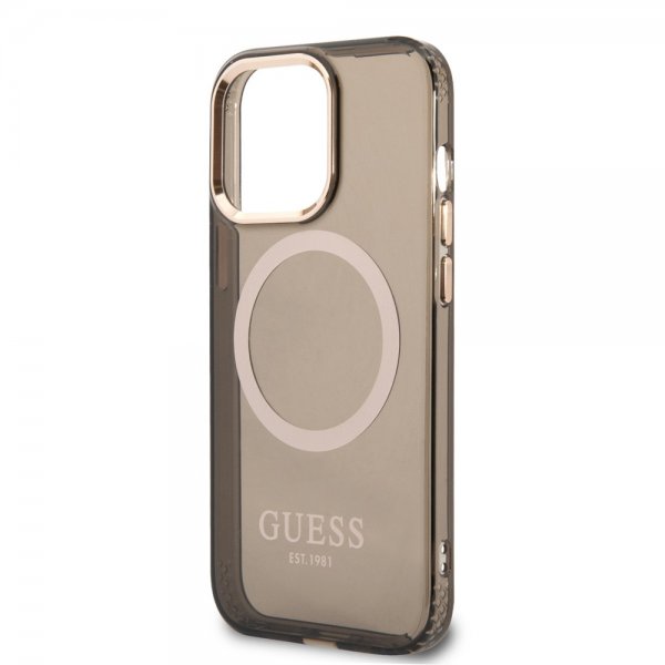 Guess iPhone 13 Pro -läpinäkyvä MagSafe-suojakuori, musta
