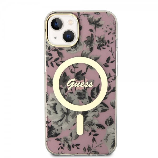 Guess iPhone 13 Kuori Flower MagSafe Ruusu