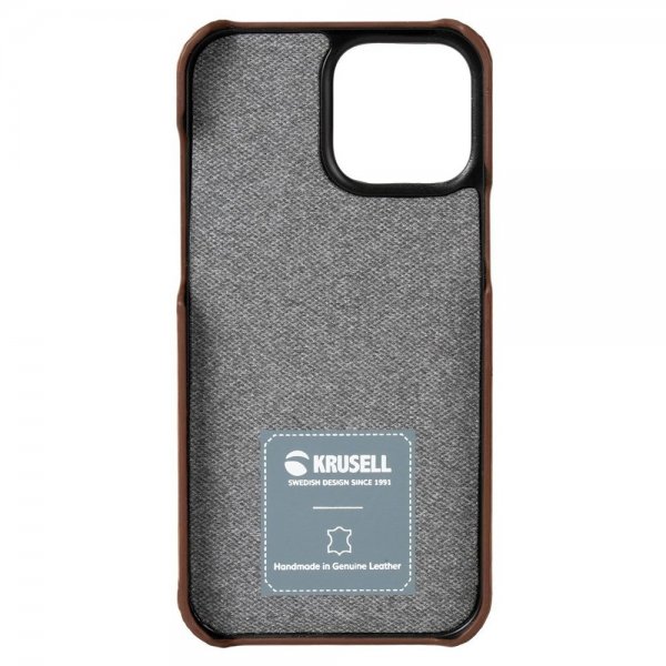 Krusell iPhone 13 Kuori Nahka CardCover Konjakinruskea