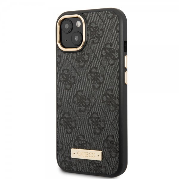 Guess iPhone 13 Kuori Metal Plate Logo MagSafe Musta